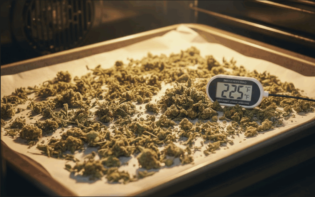Marijuana baking in the over at 225 degrees